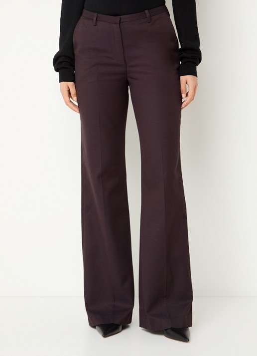 The Frankie Shop Lyra mid waist flared fit pantalon in wolblend - detail 4 aubergine