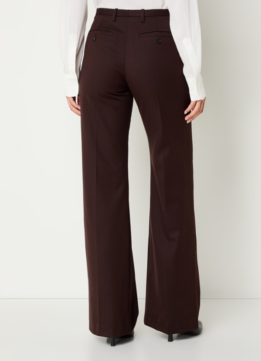 The Frankie Shop Lyra mid waist flared fit pantalon in wolblend - achterkant bruin