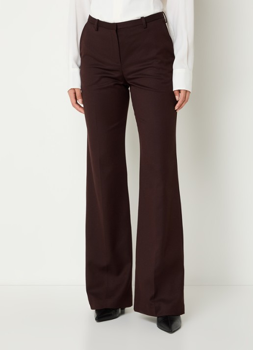 The Frankie Shop Lyra mid waist flared fit pantalon in wolblend - detail 4 bruin