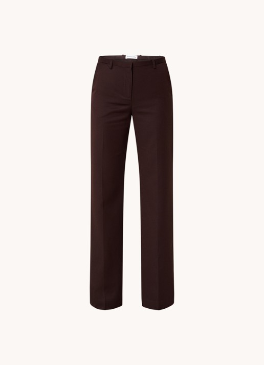 The Frankie Shop Lyra mid waist flared fit pantalon in wolblend - voorkant 2 bruin