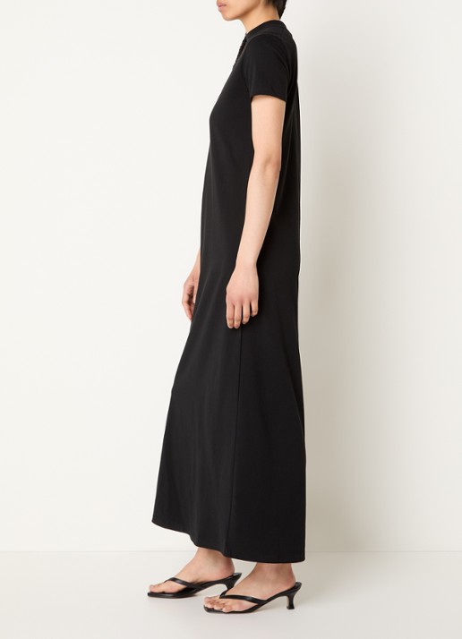 The Frankie Shop Malto maxi T-shirt jurk met ronde hals  - voorkant 2 zwart
