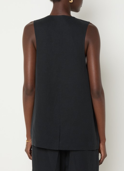 The Frankie Shop Melrose oversized gilet in linnenblend  - achterkant 4 zwart