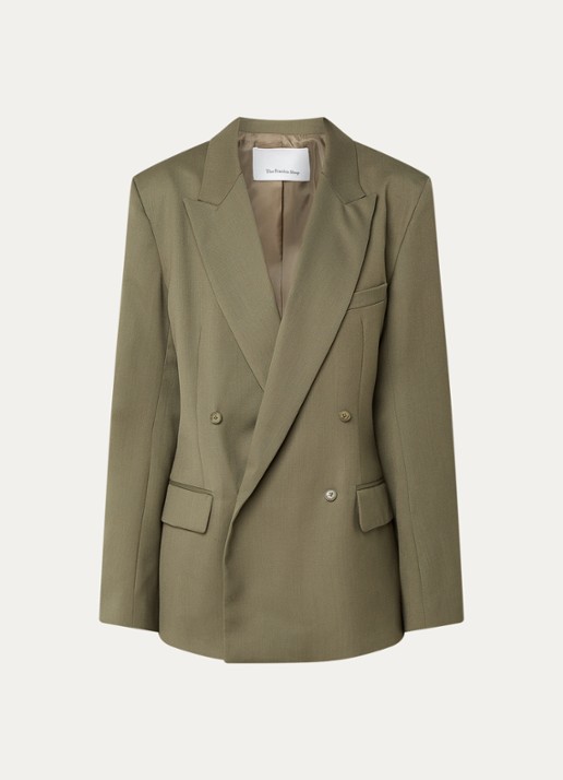 The Frankie Shop Newark double-breasted blazer in scheerwolblend met klepzakken