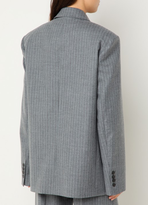 The Frankie Shop Newark oversized double-breasted blazer in scheerwolblend - achterkant 4 grijs