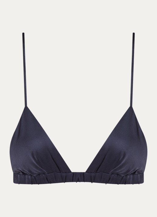 The Frankie Shop Nina bralette van satijn  - voorkant 2 donkerblauw