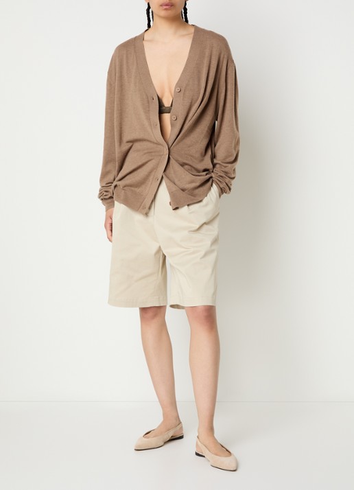 The Frankie Shop Nina bralette van satijn  - voorkant 2 olijfgroen