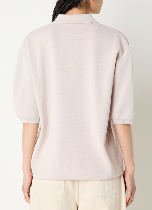 The Frankie Shop Nola fijngebreide oversized polo - achterkant lichtgrijs