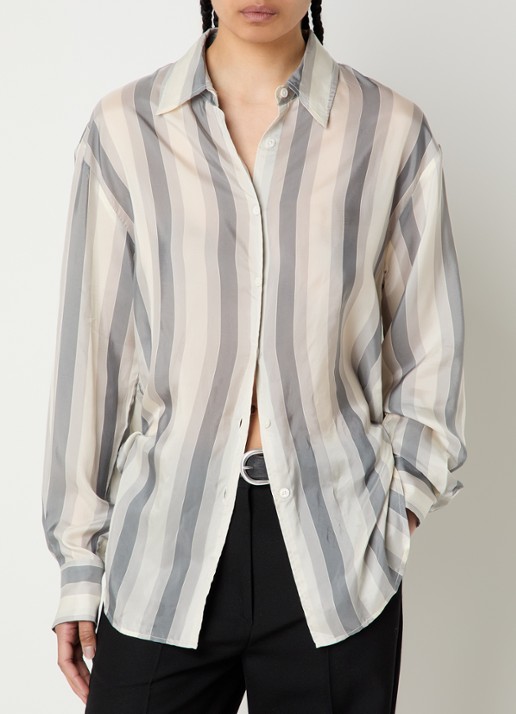 The Frankie Shop Peri blouse van satijn met streepprint