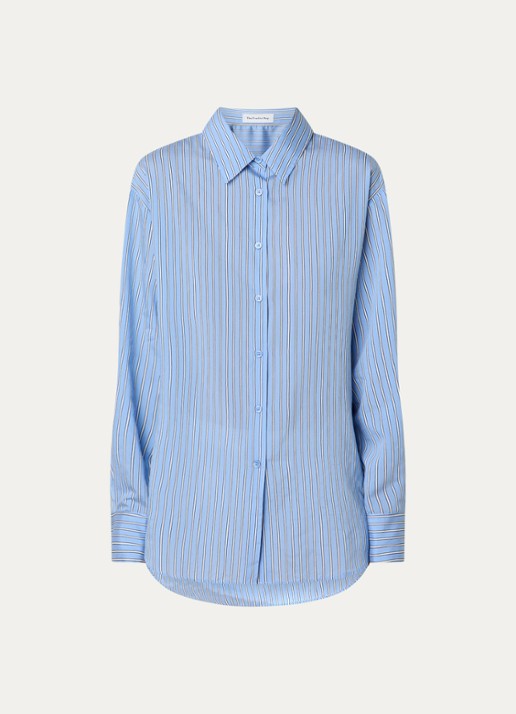 The Frankie Shop Peri Fluid blouse met streepprint - voorkant 3 blauw
