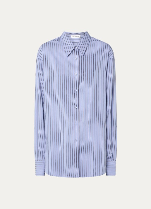 The Frankie Shop Peri oversized blouse  met streepprint - voorkant 2 lavendel