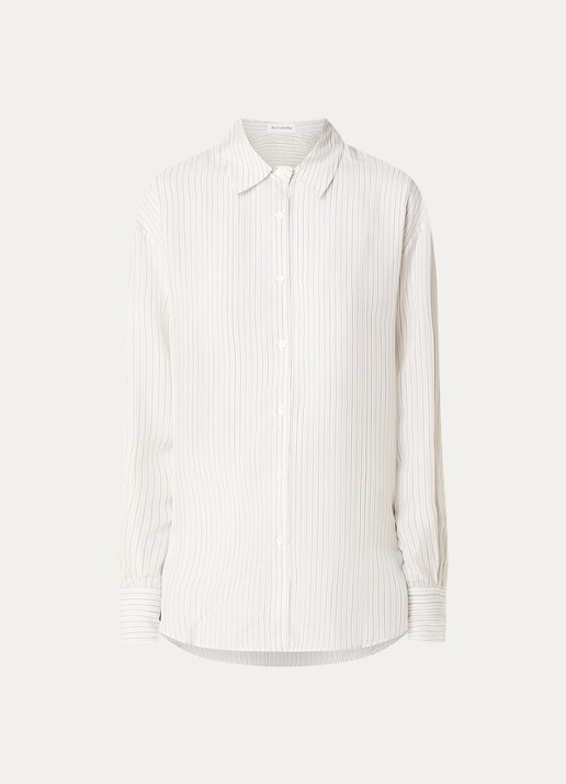 The Frankie Shop Peri semi-transparante blouse met streepprint - voorkant 3 gebroken wit