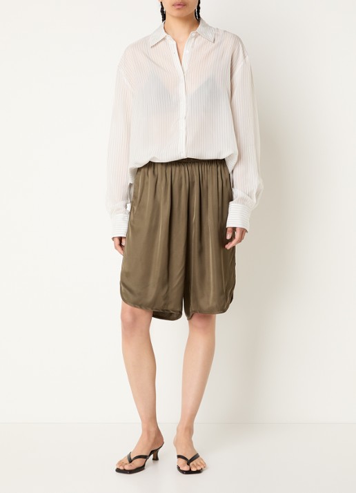 The Frankie Shop Peri semi-transparante blouse met streepprint - voorkant 4 gebroken wit