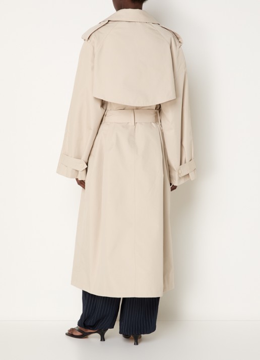The Frankie Shop Riva double-breasted trenchcoat met ceintuur en steekzakken - achterkant 3 beige