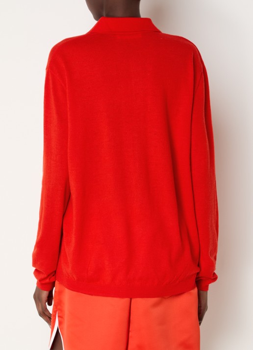 The Frankie Shop Tala fijngebreide pullover in wolblend met polokraag - achterkant rood