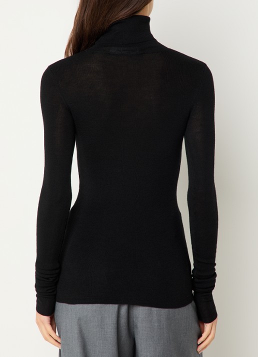 The Frankie Shop Utica fijngebreide top in wolblend met col - achterkant zwart