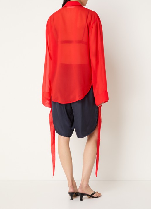The Frankie Shop Verlin semi-transparante blouse - achterkant 3 rood