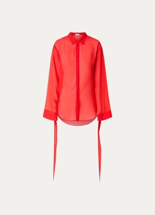 The Frankie Shop Verlin semi-transparante blouse - voorkant rood