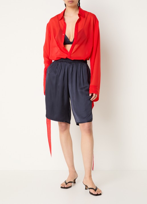 The Frankie Shop Verlin semi-transparante blouse - voorkant 2 rood
