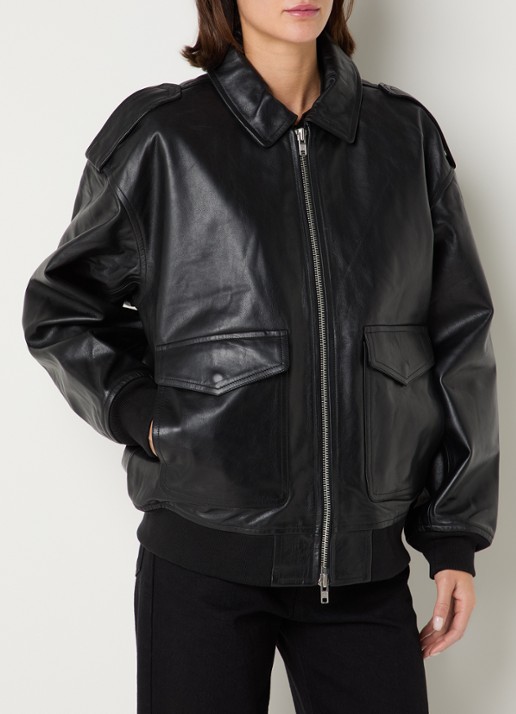 The Frankie Shop Viper jack van leer met klepzakken