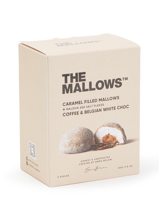The Mallows Caramel Filled Mallows + Coffee & Belgian White Choc Box 5 stuks