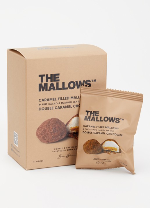 The Mallows Caramel Filled Mallows double caramel chocolate 80 gram - voorkant 2 bruin