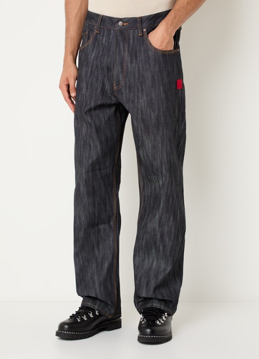 The New Originals 9-dots loose fit jeans met donkere wassing