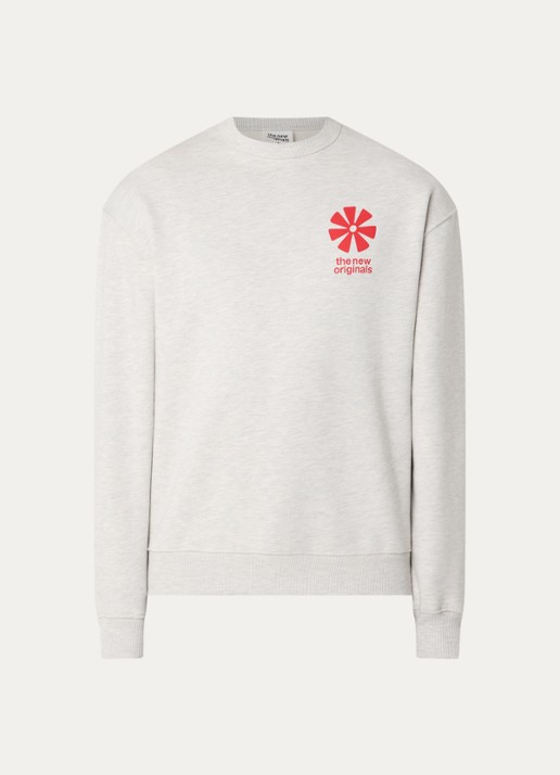 The New Originals Adinkra sweater met logo- en backprint  - voorkant lichtgrijs