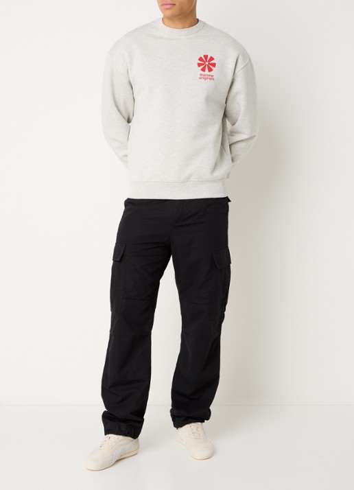 The New Originals Adinkra sweater met logo- en backprint  - voorkant 2 lichtgrijs