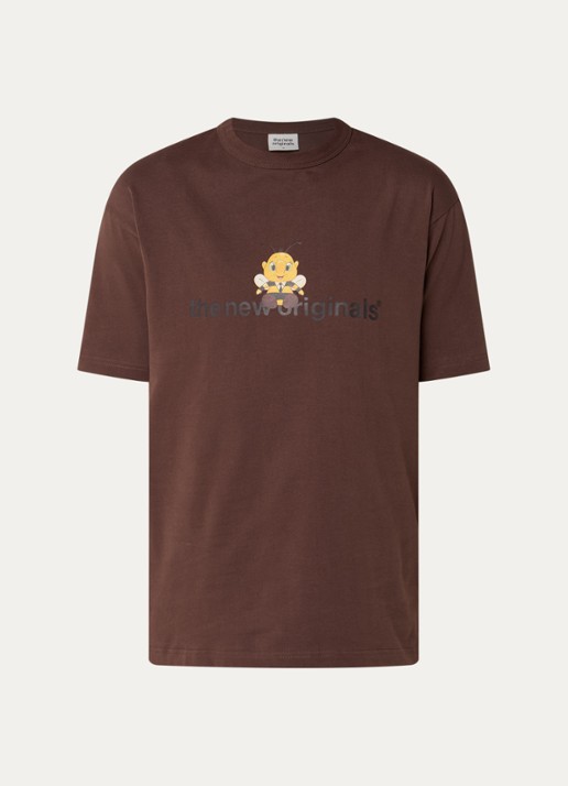 The New Originals Bee Clip Art T-shirt met logoprint - voorkant 2 bruin