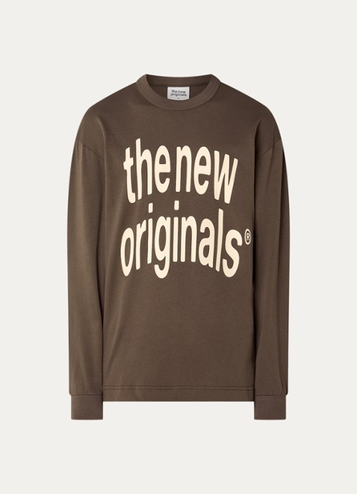 The New Originals Big Logo long sleeve met print - voorkant 2 bruin