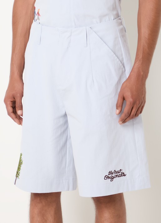 The New Originals Block Party loose fit korte broek met borduring en steekzakken