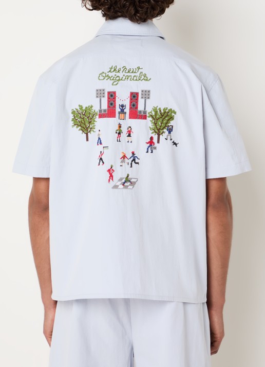 The New Originals Block Party regular fit overhemd met logo- en backprint