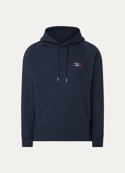 The New Originals Catna hoodie met logo- en backprint - voorkant donkerblauw