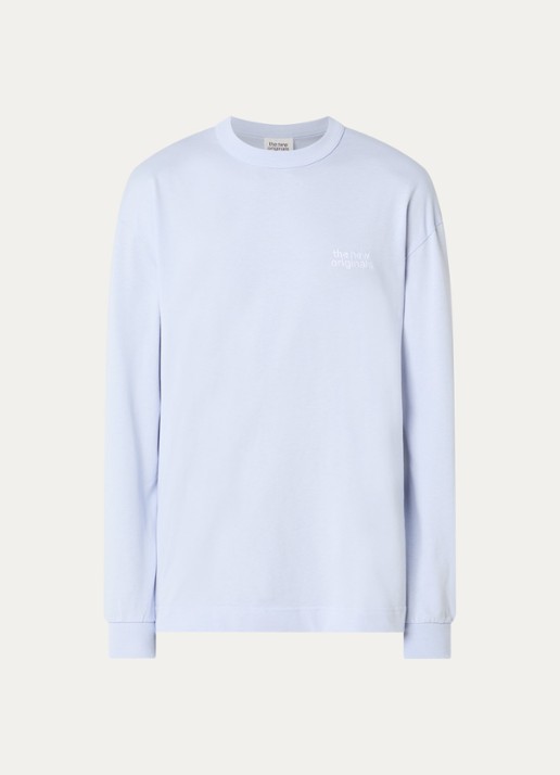 The New Originals Catna longsleeve met logo- en backprint - voorkant 2 blauw