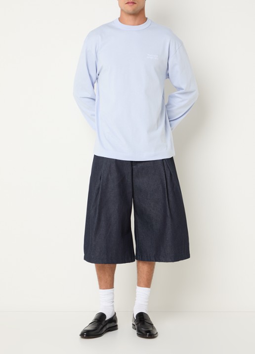 The New Originals Catna longsleeve met logo- en backprint - voorkant 3 blauw