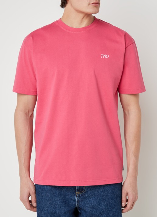The New Originals Catna T-shirt met logo- en backprint - achterkant koraalroze