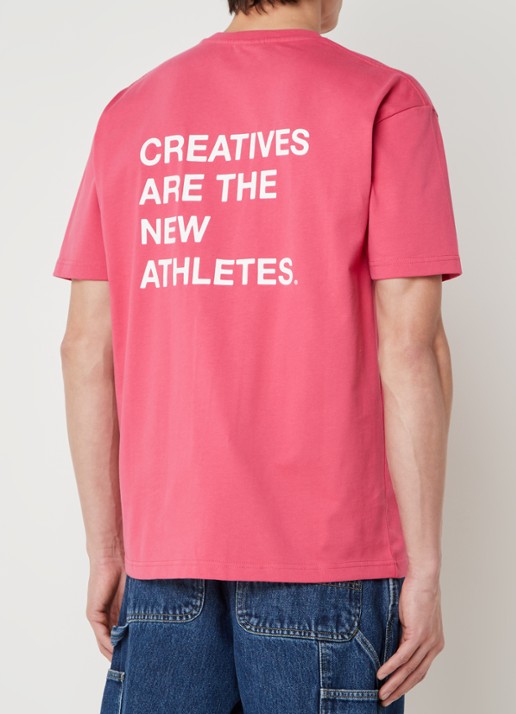 The New Originals Catna T-shirt met logo- en backprint - detail 4 koraalroze