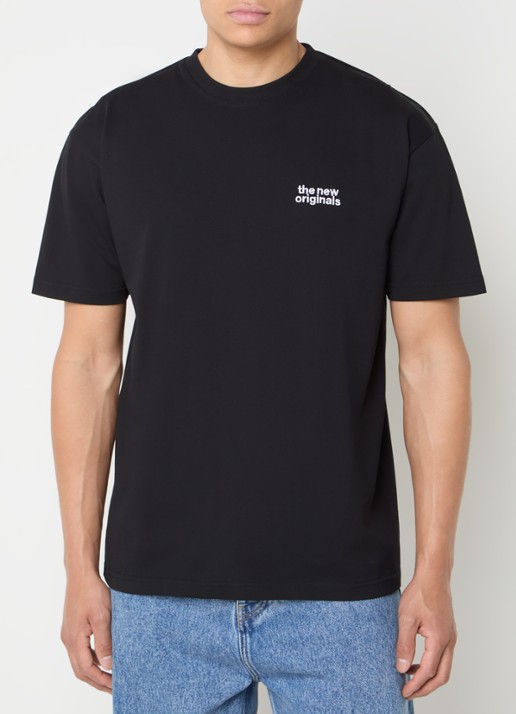 The New Originals Catna T-shirt met logo- en backprint - achterkant zwart