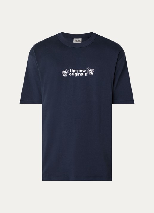 The New Originals Flying Bees T-shirt met front- en backprint - voorkant 2 donkerblauw