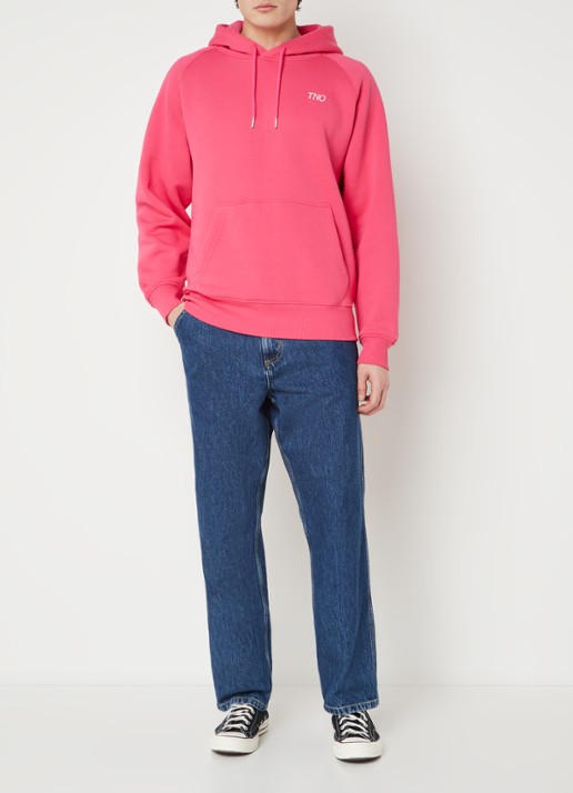 The New Originals Hoodie met logo- en backprint - voorkant 2 koraalroze
