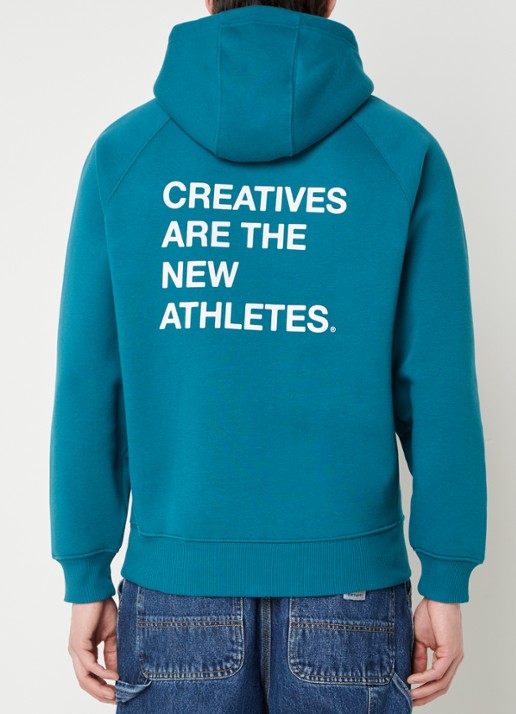 The New Originals Hoodie met logo- en backprint - detail 4 petrol