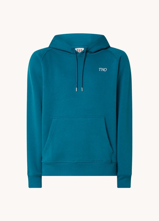 The New Originals Hoodie met logo- en backprint - voorkant 2 petrol