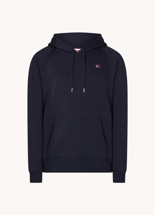 The New Originals Hoodie met logo- en backprint - voorkant donkerblauw