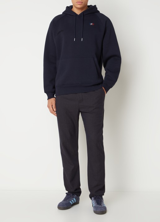 The New Originals Hoodie met logo- en backprint - voorkant 2 donkerblauw