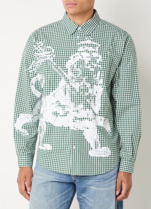 The New Originals Lion comfort fit overhemd met print en ruitdessin