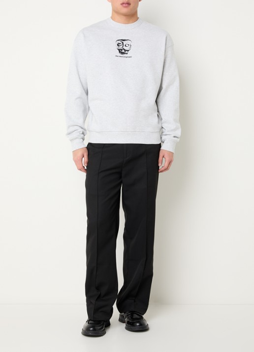 The New Originals Mask sweater met logo- en backprint - voorkant 3 grijsmele