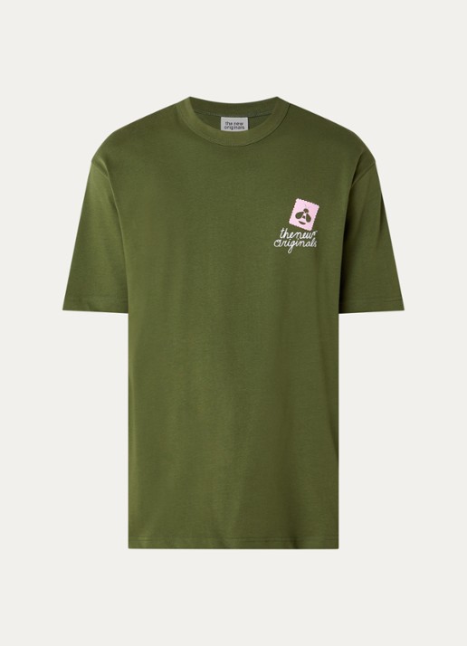 The New Originals Postal Bee T-shirt met front- en backprint - voorkant 3 legergroen