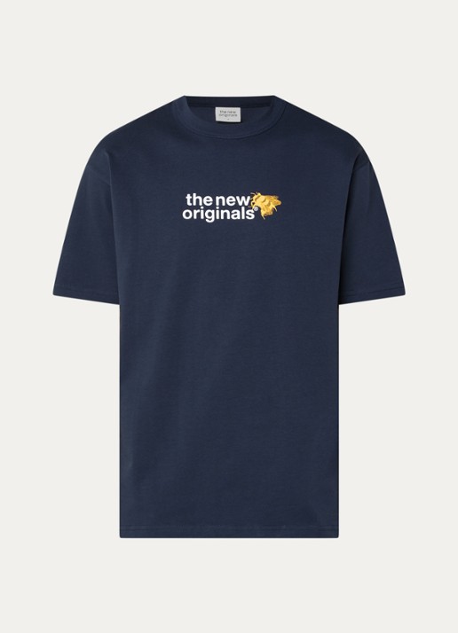 The New Originals T-shirt met logo- en backprint - voorkant 2 donkerblauw