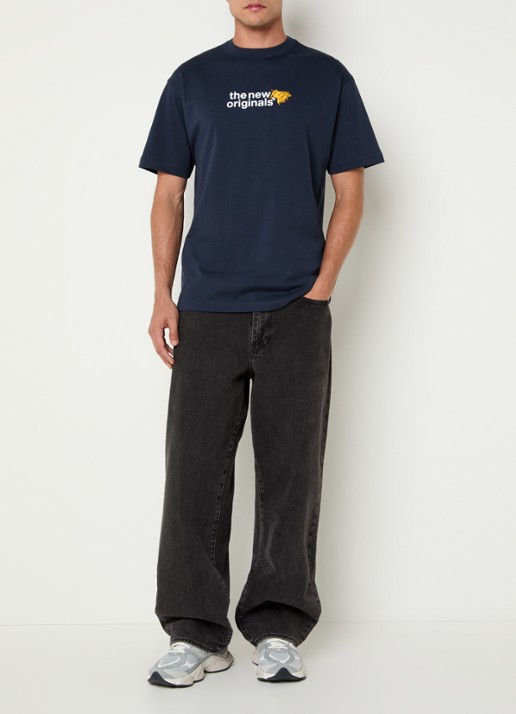 The New Originals T-shirt met logo- en backprint - voorkant 3 donkerblauw