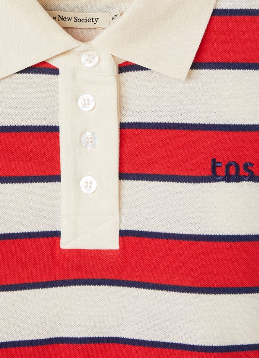 The New Society Acacia polo met streepprint - detail 3 rood